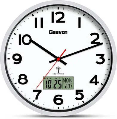 Immagine prodotto di Orologio da parete radiocomandato da 12 pollici con indicatore di temperatura, nero