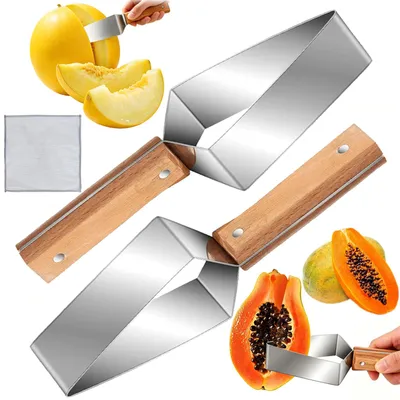 Wassermelonenschneider 2 Stück Edelstahl mit Holzgriff
