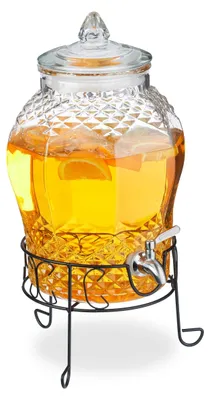Image de Distributeur de boissons en verre avec socle et robinet, capacité de 8 litres