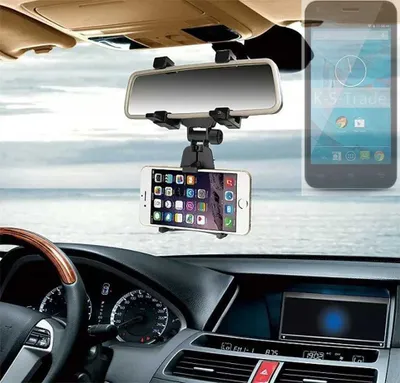 Produktbild von K-S-Trade Smartphone Halterung kompatibel mit Qilive Q.4868 Rückspiegel Halterung schwarz Auto Halterung KFZ Halter