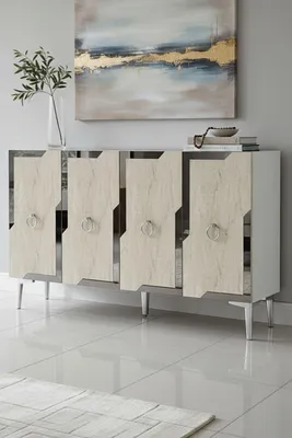 Obrázok produktu pre Skye Decor, Kvalitná konzolová zostava (3-dielna) – 100% melamín, biela a travertín