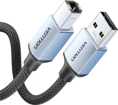 Image de Vention coton tressé USB 2.0 A mâle vers B mâle Câble d'imprimante 8M gris type alliage d'aluminium