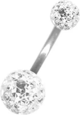 Immagine prodotto di Piercing all'ombelico Karisma con elementi di cristallo 5/10mm XL rivestiti a sfera - Bianco - 6,0 millimetri