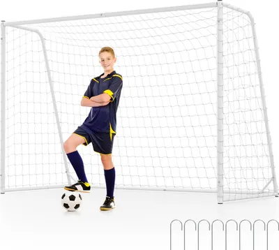 Immagine prodotto di COSTWAY Porta da calcio 300 x 200 cm, porte da calcio con telaio in metallo e rete in PE, porte da calcio da giardino resistenti alle intemperie, porta da calcio per allenamento per bambini e adulti