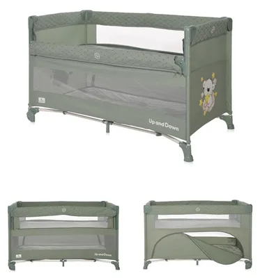 Produktbild von Lorelli Baby Reisebett Up´n Down, Öffnung, 2 Ebenen, Tragetasche, mit Rädern grün