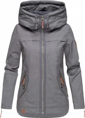 Produktbild von Navahoo Damen Jacke Frühling Herbst Übergangsjacke Print Parka Mantel Kapuze Wekoo Anthrazit Gr: 34 -XS
