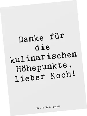 Produktbild von Mr. & Mrs. Panda Grußkarte Spruch Koch Dankeschön - Weiß - Geschenk, Fotokarte, Wertschätzung, Kunstkarten, Anerkennung, Ansichtskarte, Küche, Bedanken, Aufmerksamkeit