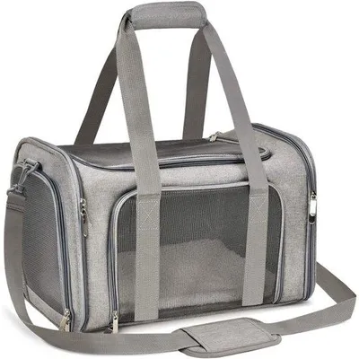 Image de Sac de transport pour chiens et chats - Pliable - Sac à dos de transport pour animaux de petite et moyenne taille - Capacité de charge : 3 à 6 kg - Gris - Grand format