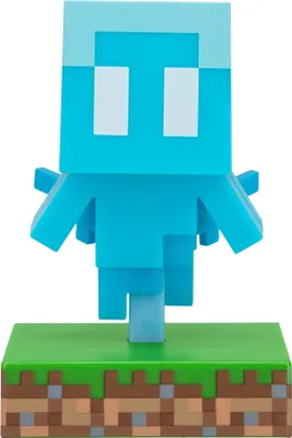 A Minecraft Allay figurine standing on a grassy, dirt block base.