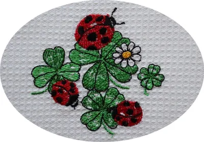 Produktbild von Triolino Waffelpique-Geschirrtuch Küchentuch 100% Baumwolle schöne Stickerei, Grösse:50 cm x 70 cm, Farbe:Glückskäfer