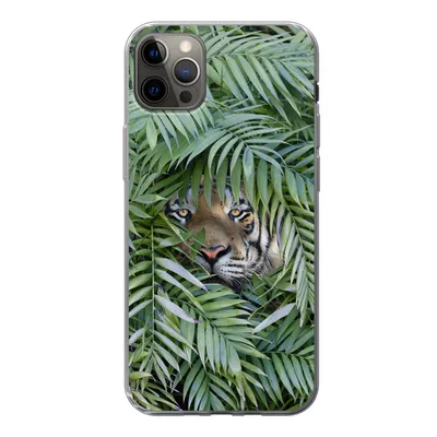 Produktbild von MuchoWow® Handyhülle Schutzhülle Hülle für iPhone 13 Pro Max Tiger - Blätter - Farn Silikon Softcase Handy Hülle - Mobiltelefon