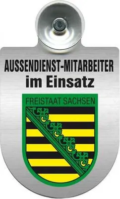 Produktbild von Einsatzschild Windschutzscheibe - Außendienstmitarbeiter im Einsatz - 309366--incl. Regionenwappen Color - Region Freistaat Sachsen
