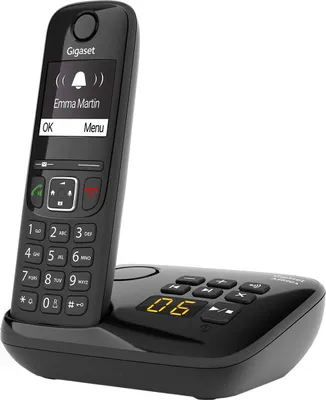 Immagine prodotto di Gigaset AS690A - Telefono cordless con segreteria telefonica - Telefono DECT con funzione vivavoce, ampio display e tasti grandi - Telefono fisso, nero