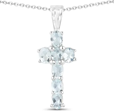 Produktbild von Vira Jewels Anhänger mit Kette 925/- Sterling Silber 45cm weiß Aquamarine hellblau 147240001-3