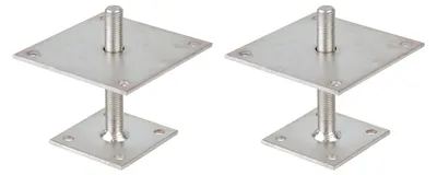 Zdjęcie produktu dla Alberts 2 x wsporniki słupków dwuteowych, regulacja wysokości 30 - 150 mm, płyta 150 x 150 mm, ocynkowana, pasywowana grubowarstwowo, do przykręcenia