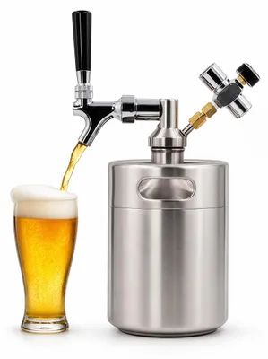Mini-Bierfass 5 L mit Zapfhahn und Manometer 150 PSI