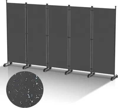 Produktbild von Paravent auf Rollen 5 teilig Anthrazit 284x181 cm Outdoor Raumteiler Garten Spanische Wand Trennwand Raumtrenner