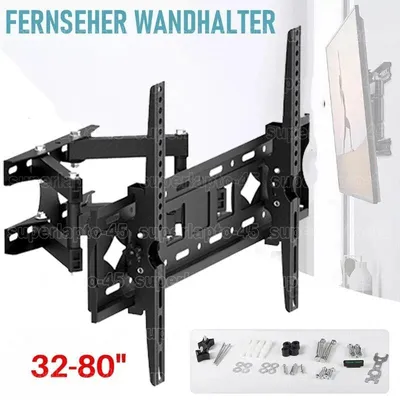 Produktbild von LED LCD TV Fernseher Wandhalterung schwenkbar Wandhalter neigbar 32-80 Zoll TV Gerät Wandmontage aus Stahl Vesa-Größe 400 mm x 600 mm Schwarz bis 100 kg