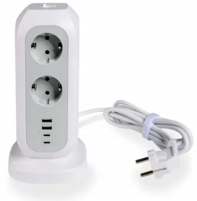 Obrázek produktu pro Vertikální zásuvnicová lišta s 11 zásuvkami a 2 USB porty