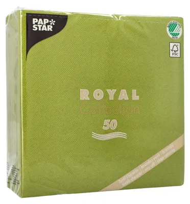 Zdjęcie produktu dla Papstar Servietten ROYAL Collection olivgrün 40x40cm 50 Stück