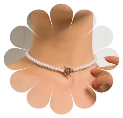 Obrázok produktu pre HUANMAYE – Dámsky náhrdelník, perlový choker, zlatý náhrdelník, náhrdelníky pre ženy, prívesok