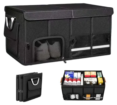 Produktbild von Kofferraumorganizer Kofferraumtasche Kofferraumbox - Faltbar mit Deckel - 60 x 35 x 30 cm - Mit Schuhfach