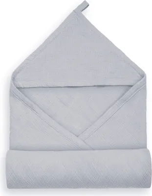 Produktbild von DOLCE SONNO Musselin Kapuzenhandtuch für Babys – 80x85 cm – 100% Baumwolle – Grey