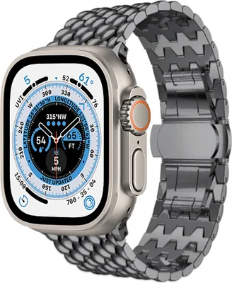 Produktbild von Strap-It Apple Watch Ultra Drachenarmband Stahl (Schwarz)