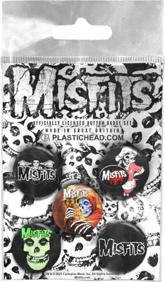 Image de Misfits - Logo - Lot de 5 badges PH2594 (taille unique) (Noir/Blanc/Vert/Orange)