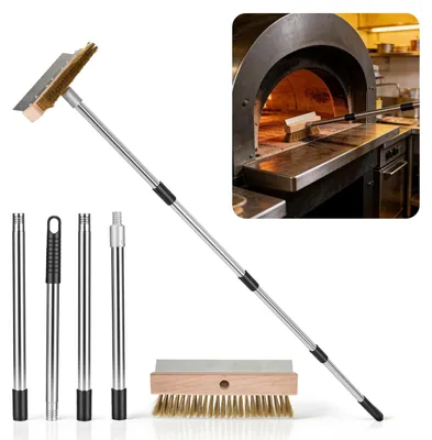 Image de Elzusha - Brosse pour four à pizza avec grattoir en acier