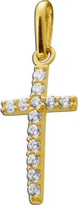 Produktbild von Kreuz Anhänger Gelbgold 333 13 weiße Zirkonia 8 Karat