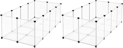 Produktbild von SONGMICS 2er set Kleintierkäfig, Freigehege mit Bodenplatten, 143 x 73 x 46 cm, weiß