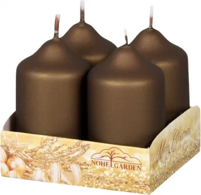 Image de Bougie de l'Avent métallique mat d4x7cm 4pcs