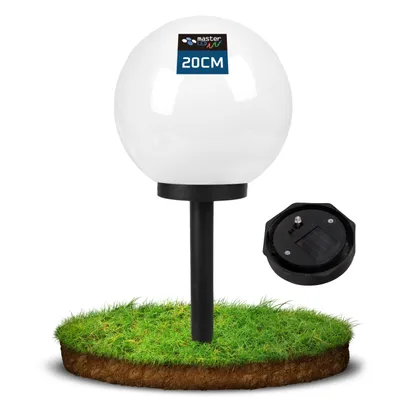 Produktbild von MasterLED Solar Gartenleuchte Kugel 3er Set - 20cm - Solarlampe mit Dämmerungssensor - IP44 - Gartenlampe zum Einstecken – Außenbeleuchtung