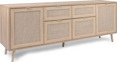 Produktbild von Sideboard Bilal 180cm 4 Türen und 2 Schubladen - Eiche/rafia