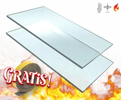 Obrázek produktu pro Krbové sklo 30x18cm Sklo pro krb Sklo do trouby Žáruvzdorné sklo Sklo o tloušťce 4 mm Oboustranně leštěné sklo Průhledový panel pro krby
