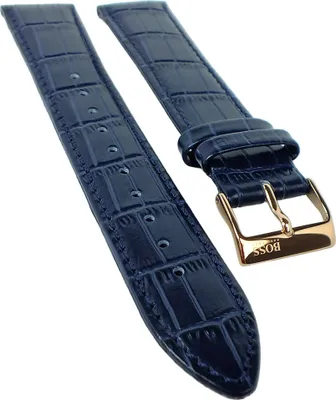 Produktbild von Hugo Boss 1513371 Uhrenarmband 20mm | Leder, blau, Dornschließe 31374