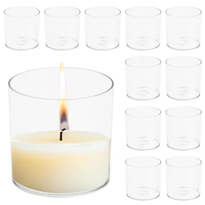 Immagine prodotto di Solidchoice - Set di 12 portacandele trasparenti in plastica per candele da tavola