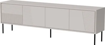 Immagine prodotto di Mobile TV ABUDABI 200 cm 4D KASCHMIR BEIGE con gambe in metallo nero con frontali fresati 4 ante Base d'appoggio Mobile TV ribassato Mobile TV moderno Credenza Piedi in metallo