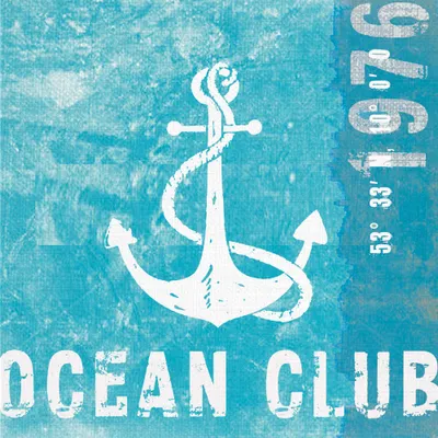 Produktbild von PPD Ocean Club Servietten, 20 Stück, Tischservietten, Tissue, Blau / Weiß, 33 x 33 cm, 1331858