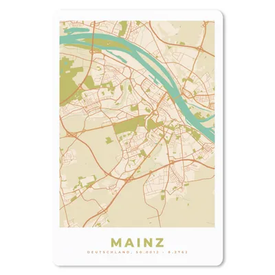 Produktbild von MuchoWow® Mauspad Mousepad Karte - Mainz - Karte - Vintage - Stadtplan 18x27 cm - Mousepads - Maus Mat - Pad - Mausunterlage