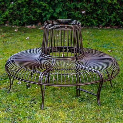 Produktbild von Gartenbank Set Bank Antik-Stil Garten Metall Eisen braun Möbel Baumbank