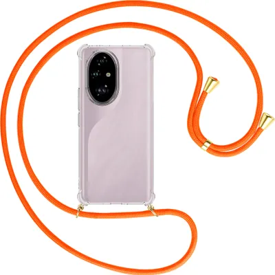 Produktbild von Handykette Backcover-Schutzhülle mit Band (Metall goldfarben) für Realme C67 5G - neonorange