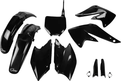Immagine prodotto di Kit carenatura UFO PLAST, set da 9 pezzi in plastica con protezione forcella per Kawasaki KX F 250 cc, anni di produzione 2004-2005, colore: nero