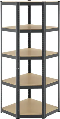 Obrázok produktu pre Rohový regál 21152, zaťažený, 5 políc, pozinkovaný kov, zásuvka, 875 kg, 180 x 70 x 40 - 70 cm