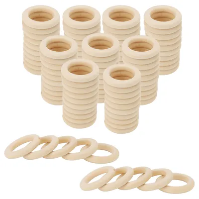 100 Holzringe 55 mm, unbehandelt, rund, für DIY und Deko