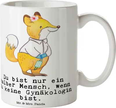 Produktbild von Mr. & Mrs. Panda Tasse Gynäkologin Herz - Weiß - Geschenk, Trinkbecher, Witzig, Beruf, Pott, Geburtshilfe, Becher, Kaffeetasse, Frauenarzt nach Geburt, Lustig, Bürobecher