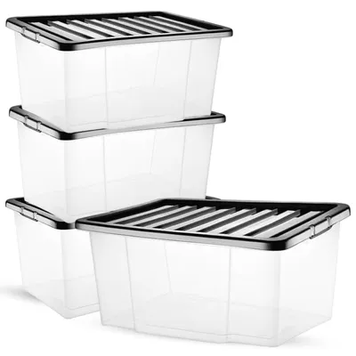 Obrázek produktu pro Průhledné úložné boxy s víkem, sada 5 kusů, objem 50 litrů