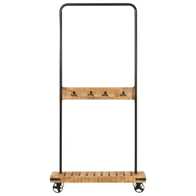 Zdjęcie produktu dla vidaXL Wieszak na ubrania z kółkami 90x35x190 cm lite drewno mango żelazo
