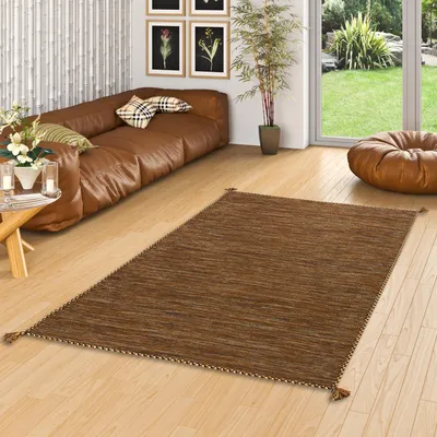 Produktbild von Natur Teppich Kelim Prico Dunkelbraun, Größe:200x300 cm